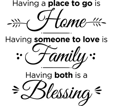 Blessing home and family living room wall sticker - TenStickers