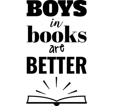 Boys in Books Text Wall Sticker - TenStickers