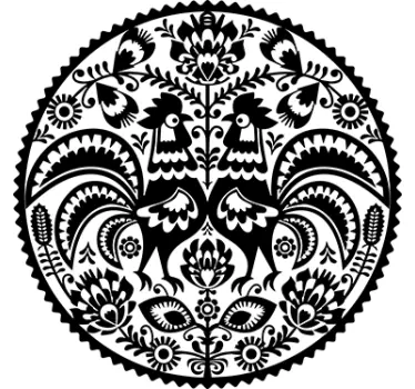 Circular Floral and Hen Wall Sticker - TenStickers