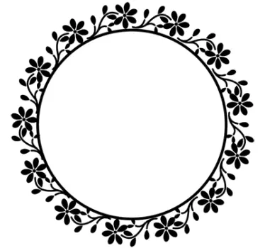 Circular Floral Frame Wall Sticker - TenStickers