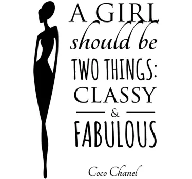Classy and Fabulous Chanel quote text wall sticker - TenStickers