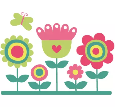 Colorful garden and butterfly wall sticker - TenStickers