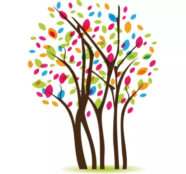 Colourful leaved tree wall sticker - TenStickers