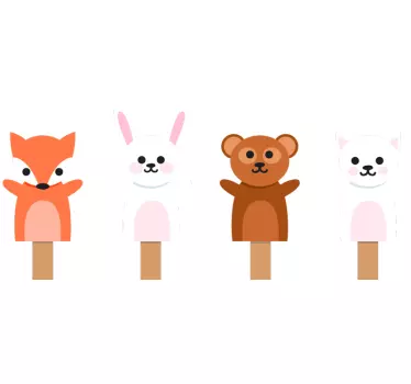 Cute animals cuddle toys wall border sticker - TenStickers