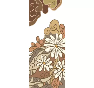 Drawing flowers door sticker - TenStickers