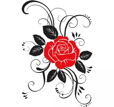 Elegant rose flower wall sticker for bedroom - TenStickers