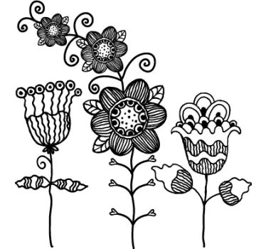Sketch flower wall sticker - TenStickers