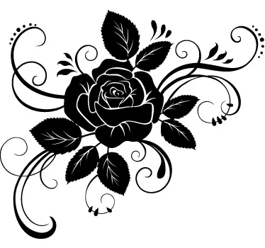 Floral Rose Illustration Decal - TenStickers