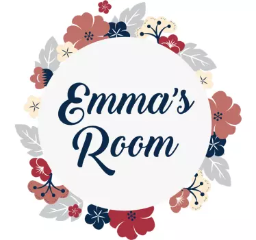 Flower Crown with Text Door Sticker - TenStickers