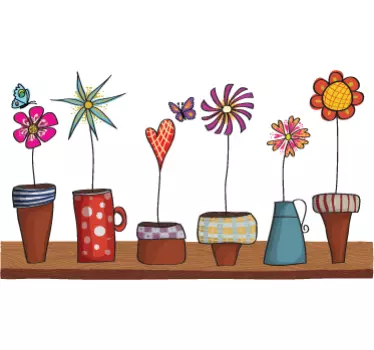 Flower Pots Wall Stickers - TenStickers