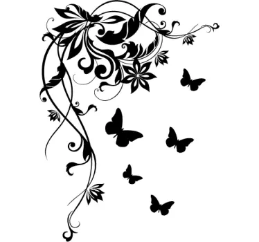 Flowers and butterflies butterfly wall sticker - TenStickers