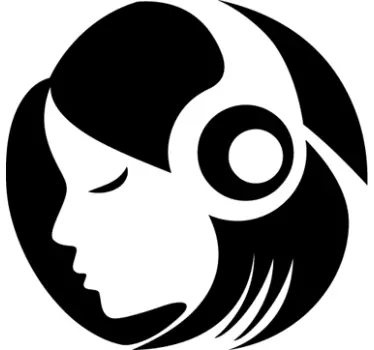 Girl silhouette with headphone dj sticker - TenStickers