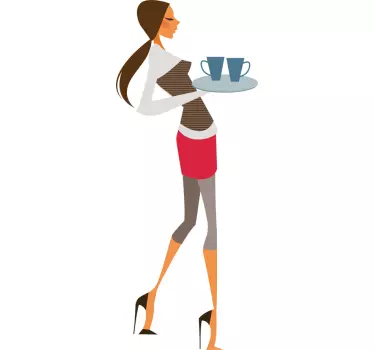 Glamorous waitress kitchen wall sticker - TenStickers