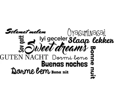 Good Night in Different Languages Wall Sticker for Bedroom - TenStickers