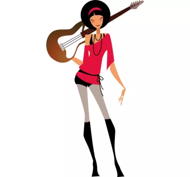 Guitarist Chick Decorative Decal - TenStickers