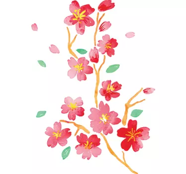 Japanese spring flower wall decal - TenStickers