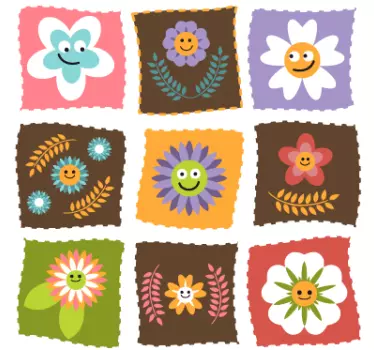 Kids Floral Patch Square Stickers - TenStickers