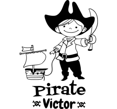 Kids Personalised Pirate wall sticker for kids - TenStickers