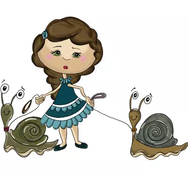 Kids Snail Girl Wall Sticker - TenStickers