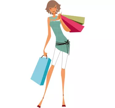 Lady with Shopping Bags Sticker - TenStickers