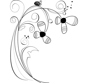 Ladybug on Flower Wall Sticker - TenStickers