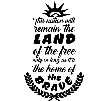 LAND OF THE BRAVE quote wall sticker - TenStickers