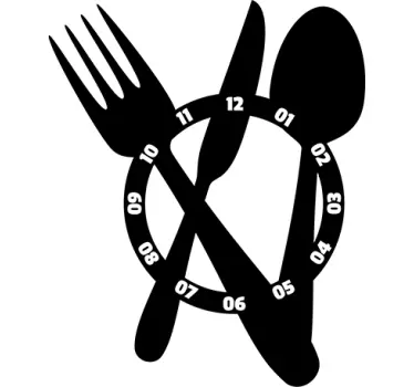 Large Cutlery stick on wall clock - TenStickers