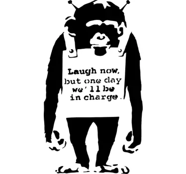 Laugh now Banksy living room wall art sticker - TenStickers