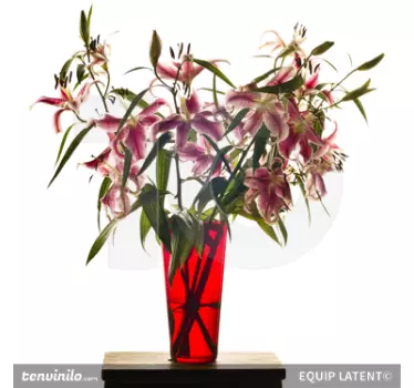 Lillies Red Vase living room wall sticker - TenStickers