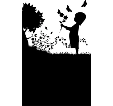 Little Girl In The Meadow Blackboard Sticker - TenStickers