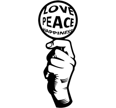 LOVE PEACE HAPPINESS quote wall sticker - TenStickers