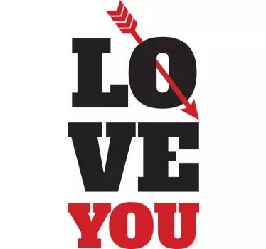 Love You Text and Arrow Wall Sticker - TenStickers