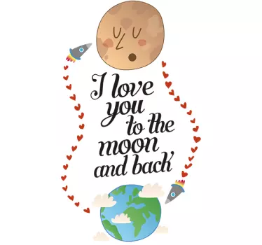 Love You To The Moon and Back space wall sticker - TenStickers