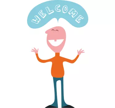 Man with Welcome Sign Sticker - TenStickers