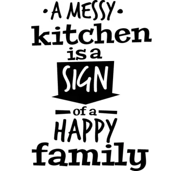 Messy Kitchen Happy Family Wall Sticker - TenStickers