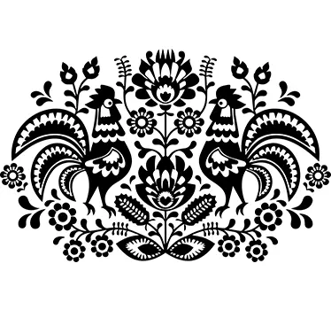 Ornate Floral and Hen Wall Sticker - TenStickers