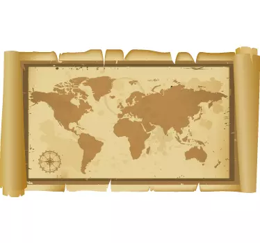 Parchment World Map Sticker - TenStickers