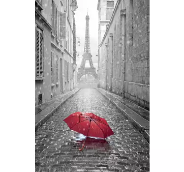 Paris Red Umbrella Photo Mural - TenStickers