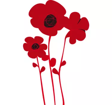Poppy Flower Wall Sticker - TenStickers