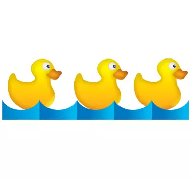 Row of Yellow Ducks Bathroom Wall Border Decal - TenStickers