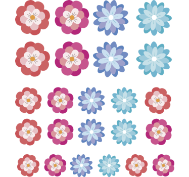 Set of colourful flower wall decors - TenStickers