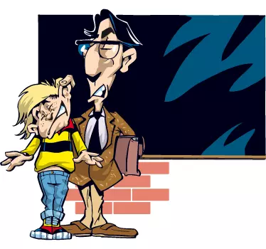 Teacher Pulling Kids Ear Cartoon Wall Sticker - TenStickers