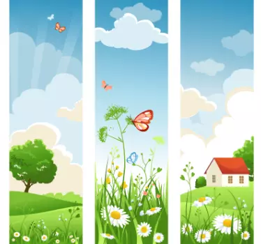 Three Panel Meadow Wall Sticker - TenStickers