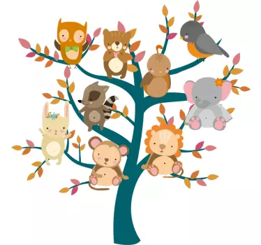 Tree with Animals Wall Sticker - TenStickers