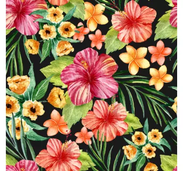 Tropical Watercolour Flower Wall Sticker - TenStickers