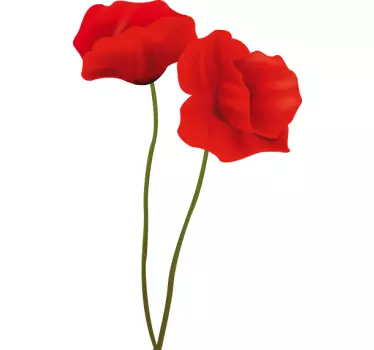 Two Poppies Flower Wall Sticker - TenStickers