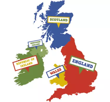 UK and Ireland world map wall sticker - TenStickers