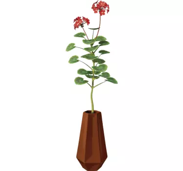 Vase with geranium plant living room wall sticker - TenStickers