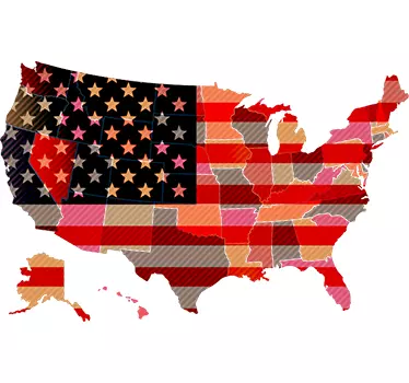 Vintage USA map wall sticker - TenStickers