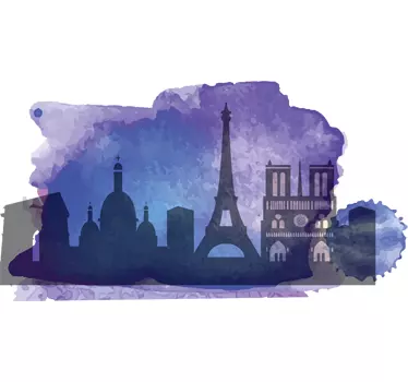 Watercolour Paris Silhouette Sticker - TenStickers